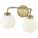 Oprah 2 Light 15 inch Vintage Brass Vanity Light Wall Light